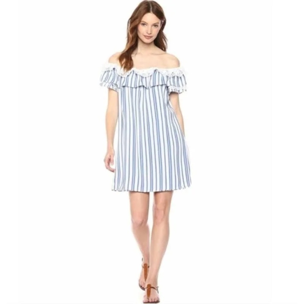 MISA Los Angeles Linen Carina Dress Blue Stripes Size XS - Picture 2 of 14